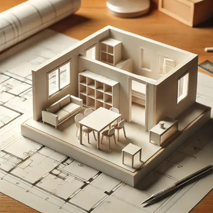 3D-gedrucktes Hausmodell ohne Dach